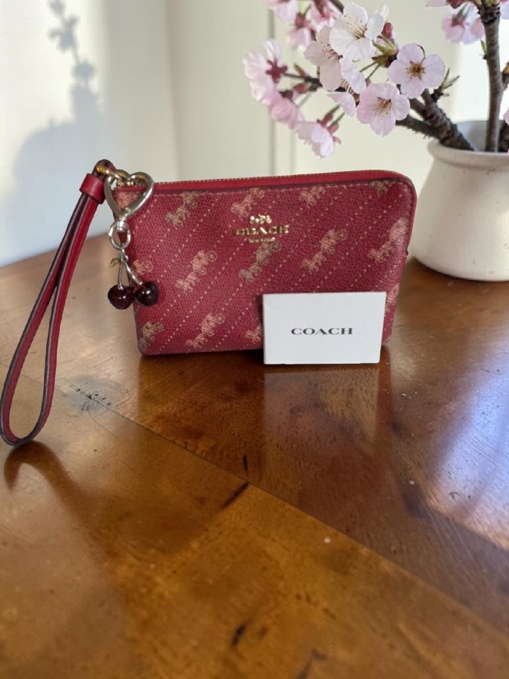 Coach Red Signature Wristlet Pouch